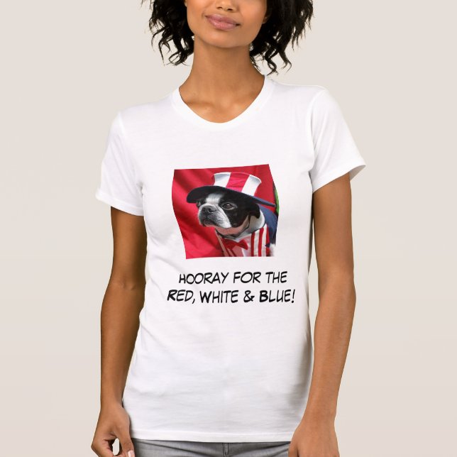 Woman's Hooray for the Red & Blue Boston T-Shirt (Front)
