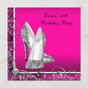 Womans Hot Pink Birthday Party Invitation