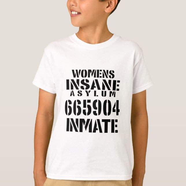 Womans Insane Asylum Inmate With Numbers Halloween T-Shirt (Front)