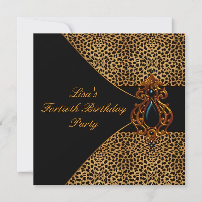 Womans Leopard  40th Birthday Party Invitation (Front)