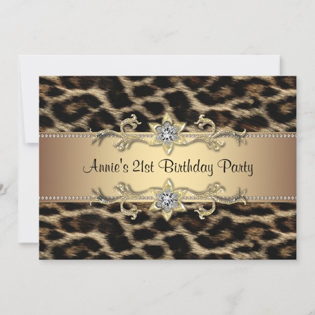 Womans Leopard Birthday Party Invitation (Front)