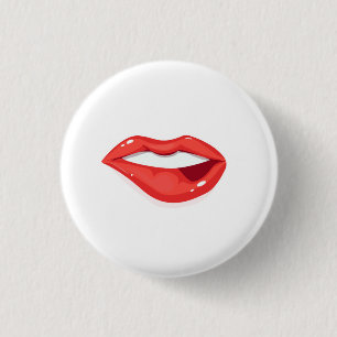 Womans Lips 3 Cm Round Badge