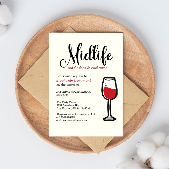 Woman's Midlife Funny Hot Flashes 50th Birthday Invitation (Creator Uploaded)