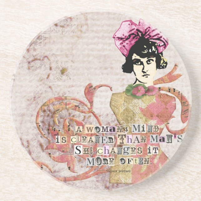 Womans Mind Digital Collage Coaster (Front)