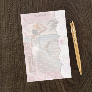 Womans Ocean View Faux Lace Lined Stationery