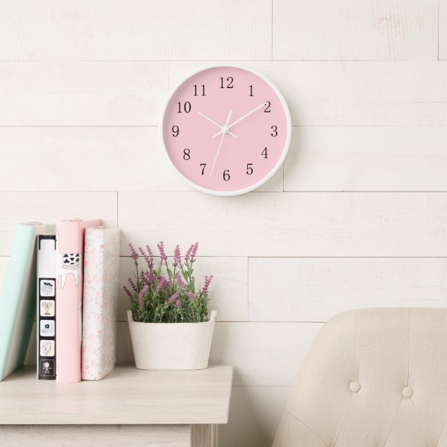 Woman's Pastel Pink with Black Numerals Bathroom  Clock (Reading Room)