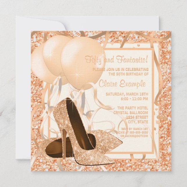 Womans Peach and Cream Birthday Party Invitation (Front)