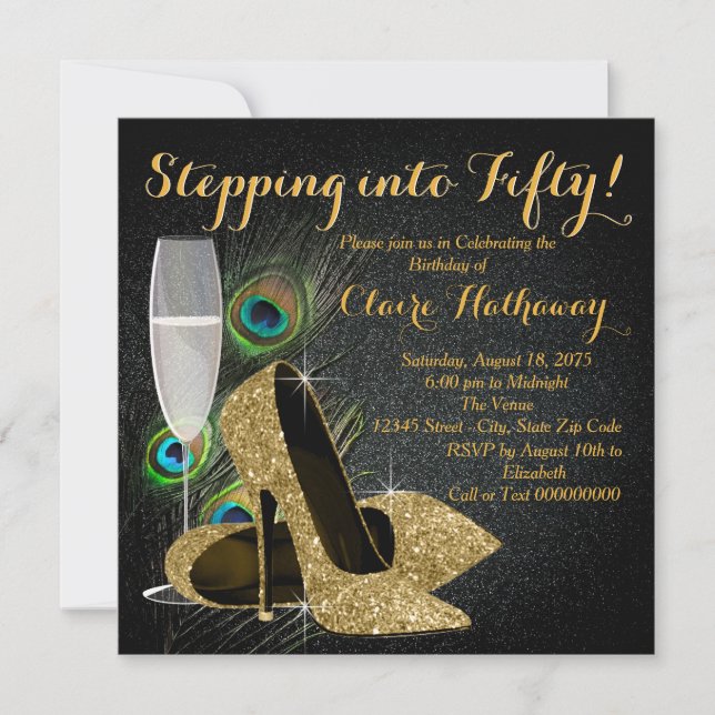 Womans Peacock Birthday Party Invitation (Front)