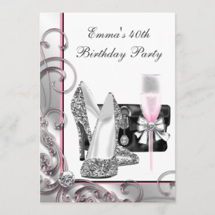Womans Pink Birthday Party Invitation