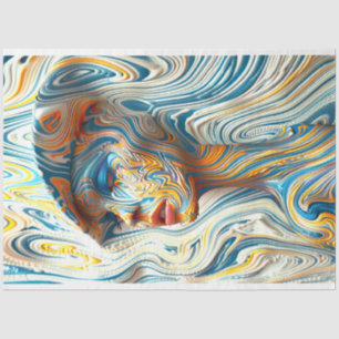 Woman's Portrait Melted Marble Effect Decoupage Tissue Paper