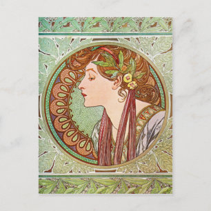 Woman's Profile, Alphonse Mucha Postcard