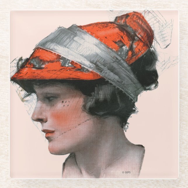 Woman's Profile Glass Coaster (Front)