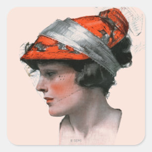 Woman's Profile Square Sticker