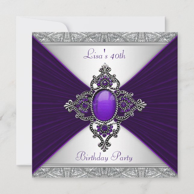 Womans Purple 40th Birthday Party Invitation (Front)