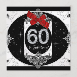 Womans Red and Black 60th Birthday Party Invitation