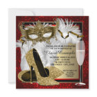 Womans Red and Gold Masquerade Birthday Party