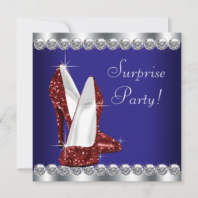 Womans Red White and Blue Birthday Party Invitation (Front)