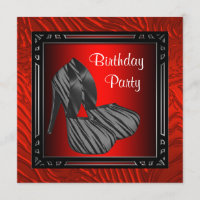 Womans Red Zebra Birthday Party