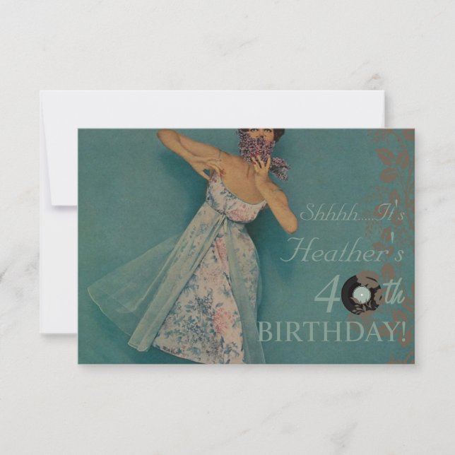 Woman's Retro Style Birthday Party Invitations (Front)