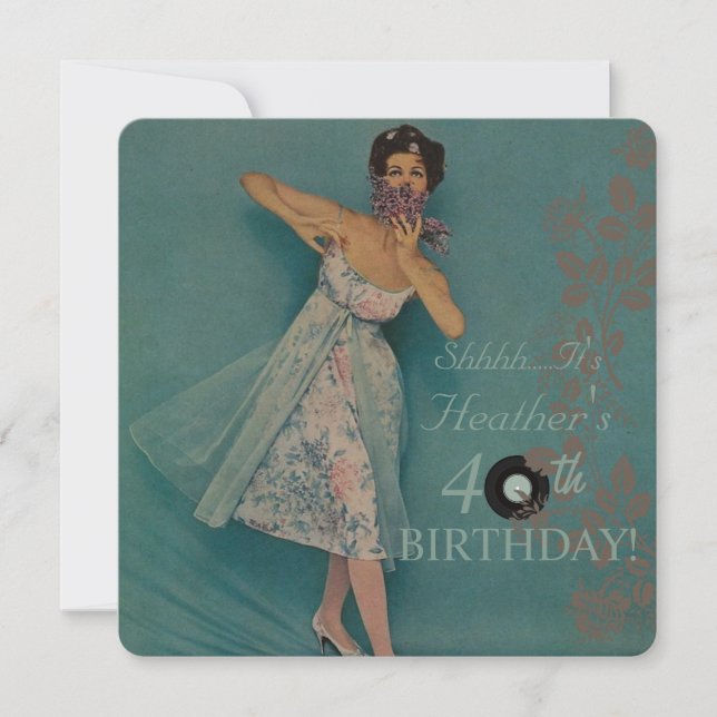Woman's Retro Style Birthday Party Invitations (Front)
