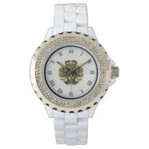 Woman's Rhinestone White Enamel Watch