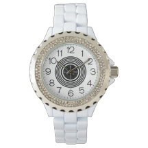 Woman's Rhinestone White Enamel Watch