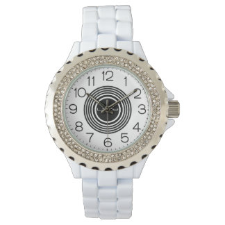 Woman's Rhinestone White Enamel Watch