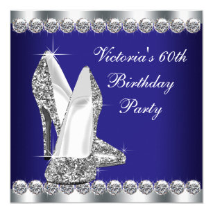 Womans Royal Blue 60th Birthday Party Invitation