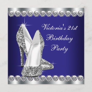 Womans Royal Blue Birthday Party Invitation