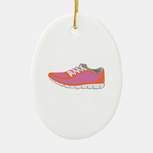 WOMANS RUNNING SHOE CERAMIC ORNAMENT