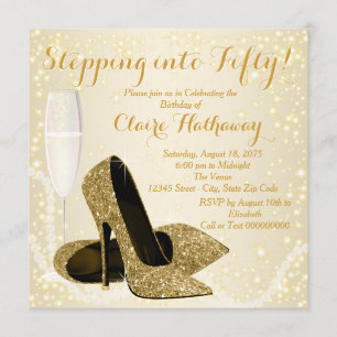 Womans Stepping into Fifty Birthday Party Invitation
