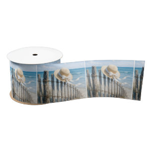Woman's Summer Straw Hat In Ocean Breeze Satin Ribbon
