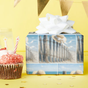 Woman's Summer Straw Hat In Ocean Breeze Wrapping Paper