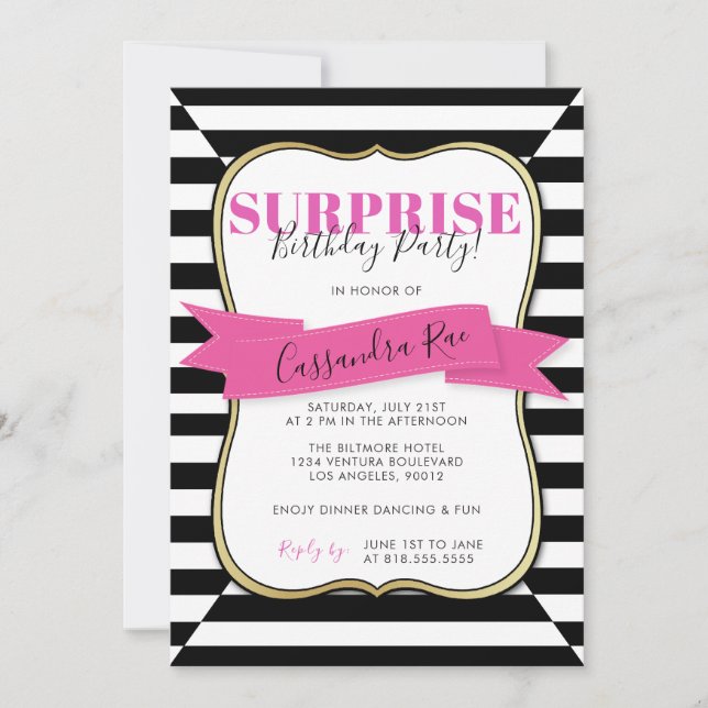 Woman's Surprise Birthday Party Invitation (Front)