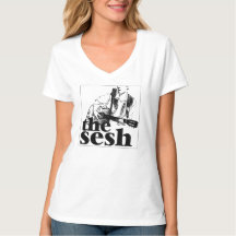 Woman's "the sesh" Logo White V-neck