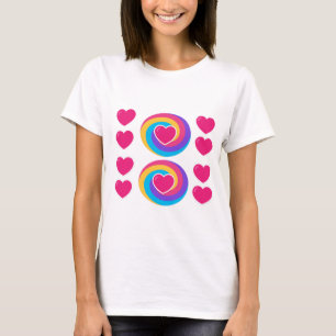 Womans White T-Shirt With Heart Design