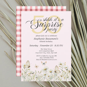 Woman's White Wildflower Surprise 50th Birthday Invitation