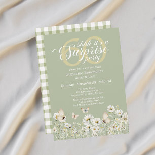 Woman's White Wildflower Surprise 60th Birthday Invitation