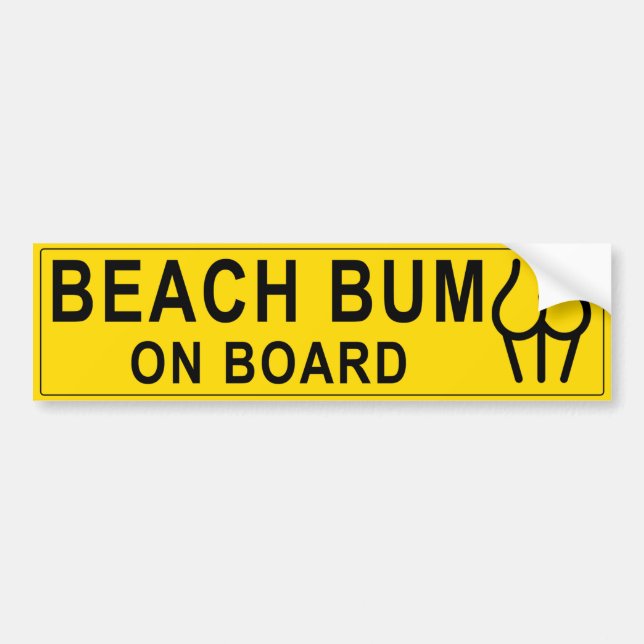 Woman's Yellow Beach Bum on Board Bumper Sticker (Front)