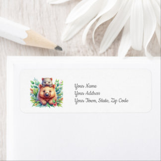 Wombat Animal Baby Shower  Return Address Label