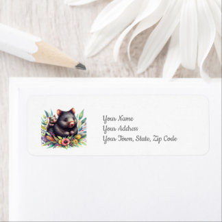 Wombat Animal Baby Shower  Return Address Label