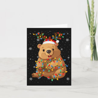 Wombat Animal Santa Hat Ugly Christmas Tree Lights Card