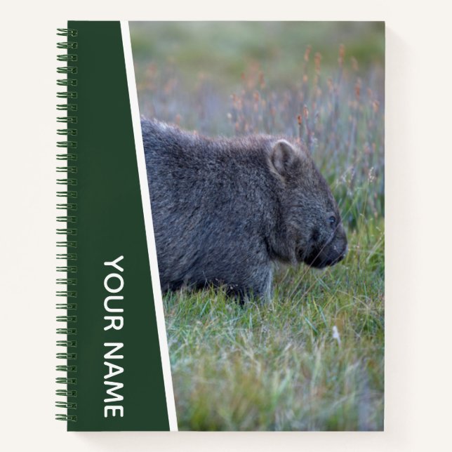 Wombat Australia Cute Animal, Customised Green Notebook (Front)