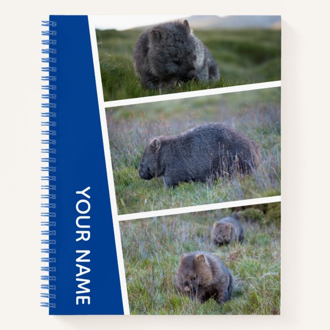 Wombat Australia Photo Collage, Blue Notebook (Front)