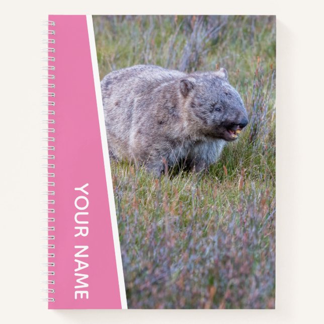 Wombat Calling Australia Cute Animal, Pink Notebook (Front)
