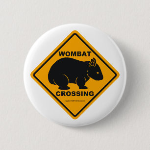 Wombat Crossing Sign 6 Cm Round Badge