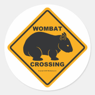 Wombat Crossing Sign Classic Round Sticker