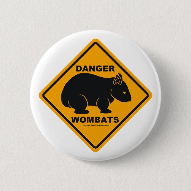 Wombat Danger Road Sign 6 Cm Round Badge (Front)