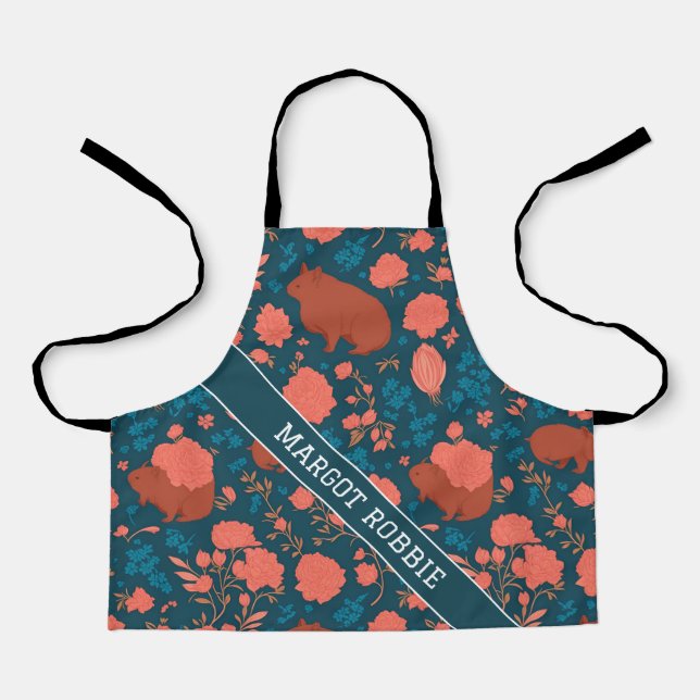 Wombat Floral Colourful Personalised Pattern Apron (Front)