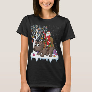 Wombat Lover Xmas Gift Santa Riding Wombat Christm T-Shirt